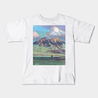 Montana Mountains Train by Gustav Krollman Kids T-Shirt